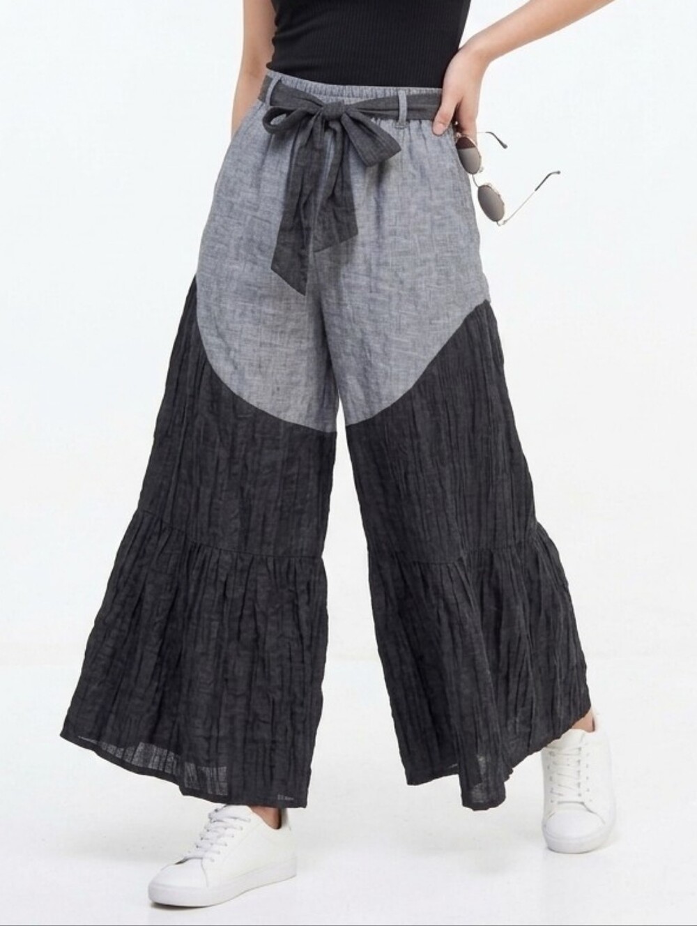 Young Threads - Rustic Bohemian: Side Paneled Patchwork Wide Leg Pants